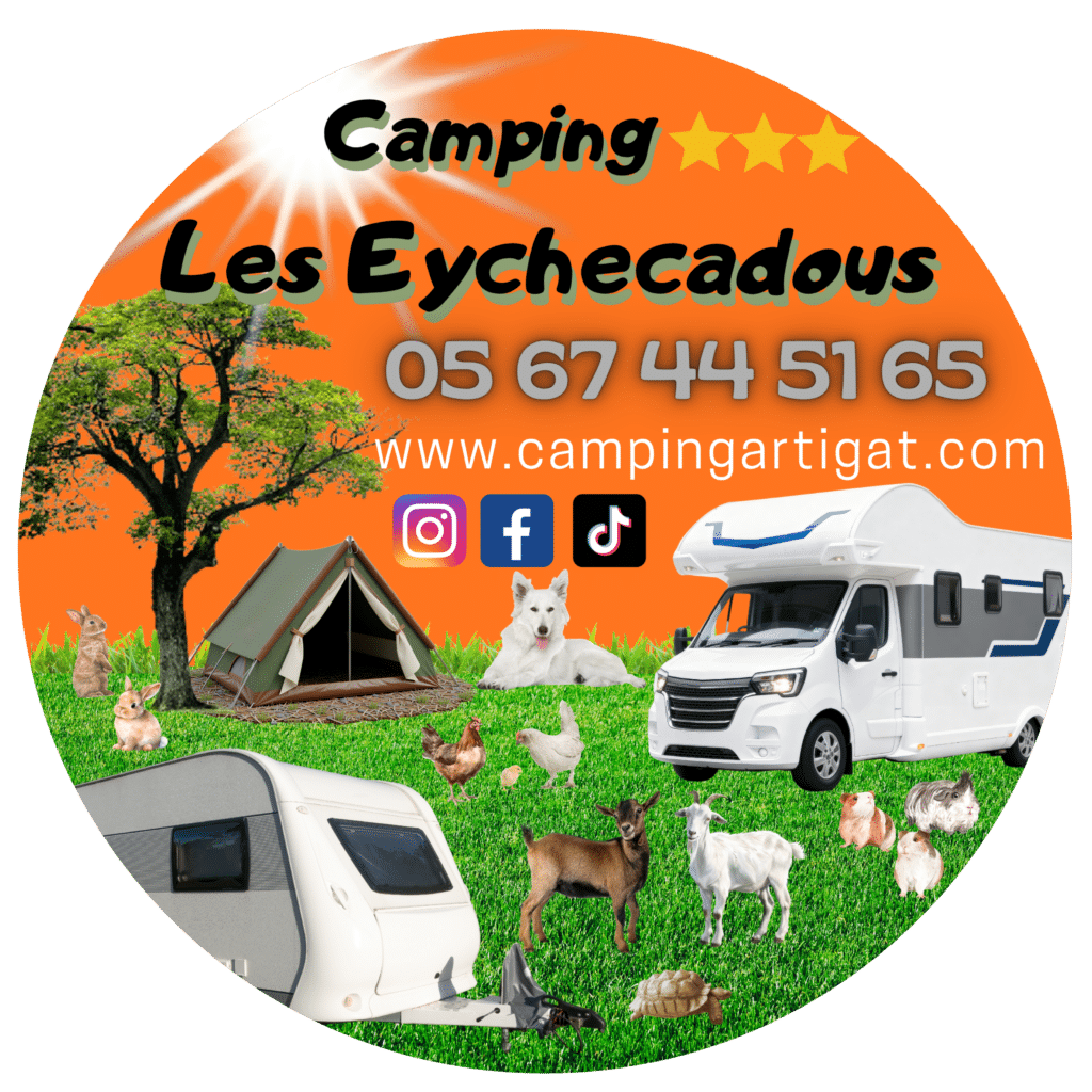Camping Les Eychecadous 3 étoiles à Artigat : Calme et Animaux Camping Les Eychecadous 3 étoiles : caravanes, tente, animaux et nature à Artigat.